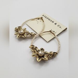 Stephan & Co Hoop & Pearl Earrings